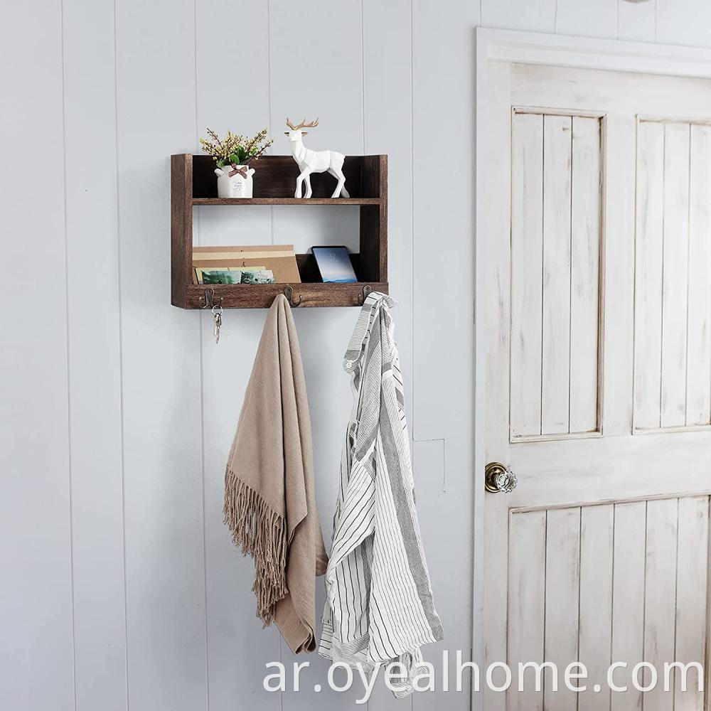 Wall Mount Shelf With 3 Hooks